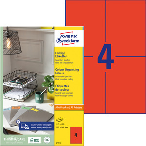 Etikett -3456- 105x148mm PIROS AVERY 