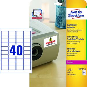 Avery háromszor erősebb tapadó etikett 45,7 x 25,4 mm 20 ív/csomag
