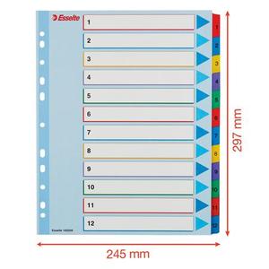 Esselte Maxi Regiszter, lamin&aacute;lt karton, A4 , 1-12, &uacute;jra&iacute;rhat&oacute;, 100209