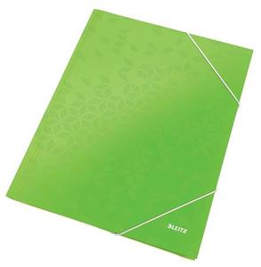 Gumis mappa, 15 mm, karton, A4, LEITZ Wow, zöld