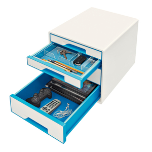 Leitz WOW CUBE fiókos irattároló, 4 fiók, fehér/kék 52132036