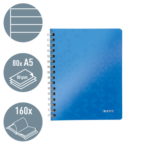 Leitz WOW spirálfüzet, A5, vonalas, kék 46390036