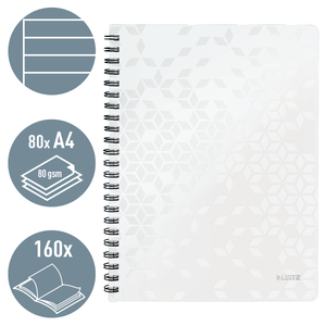 Leitz WOW spirálfüzet, A4, vonalas, fehér 46370001