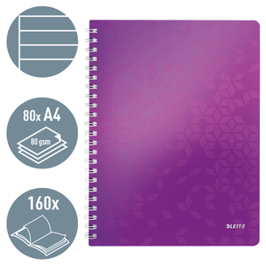 Leitz WOW spirálfüzet, A4, vonalas, lila 46370062