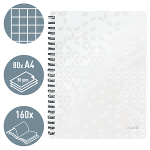Leitz WOW spirálfüzet, A4, kockás, fehér 46380001