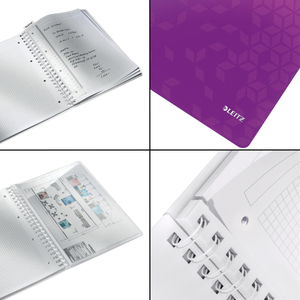 Leitz WOW spirálfüzet, A4, kockás, lila 46380062