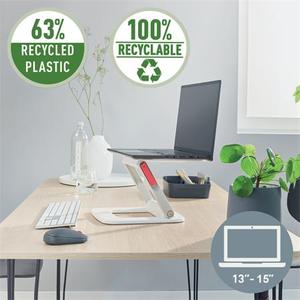 Leitz Ergo állítható laptopállvány, fehér, 63%-ban újrahasznosított műanyagból