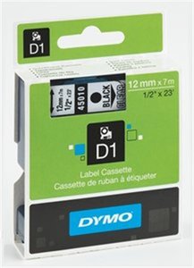 Kazetta Dymo D1 9mmx7m kék betű/fehér háttér