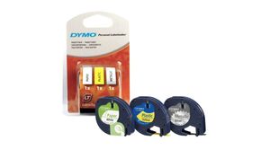 DYMO Letratag feliratozógép szalag, 3 darabos kazetta csomag (papír fehér, sárga műanyag, szürke műanyag.