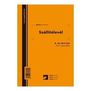 Szállítólevél 50x2 lapos A5 álló, B.10-70/V/2/S
