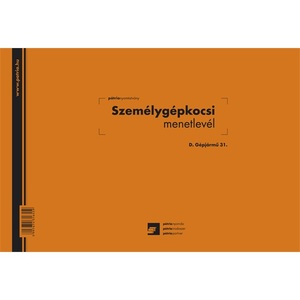 Pátria Személygépkocsi menetlevél 100 lapos tömb A/4 fekvő, D.GEPJ.31