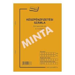 Készpénzfizetési számlatömb, 2 ÁFA kulcsos, 50x3 lapos, A5 álló, B.13-373/2/V