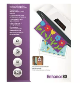 Lamináló fólia  A/3 80mic, öntapadó 100db/csomag