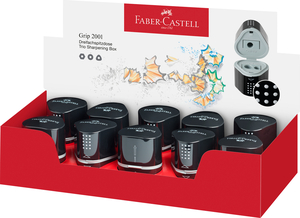 Faber-Castell Hegyező GRIP 2001 Trio tartályos 3lyukú fekete színben (standard grafit,színes és Jumbo ceruzához)