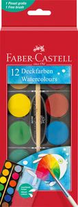 Faber-Castell Vízfestékkészlet 12db-os nagy 30mm-es koronggal + ecset