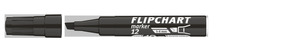 ICO 12 Flipchartmarker fekete, vágott csúcsos