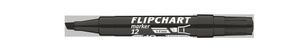 ICO 12 Flipchartmarker fekete, vágott csúcsos