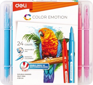 DELI Ecsetfilc készlet, kétvégű, 24 darabos, COLOR EMOTION