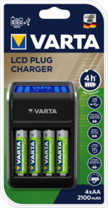 Akkutöltő Varta 'LCD Plug' 4xAA, 2100mAh, R2U