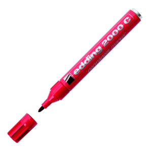 Filctoll alkoholos Edding 2000, kerek hegy, fém test, piros