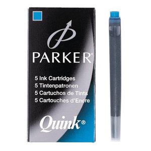 Töltőtoll patron Parker Quink hosszú, kék mosható festékkel, 5db/dob