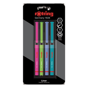 Tűfilc készlet, 4 darabos, rOtring Liner, vegyes szín
