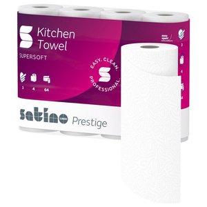 Papírtörölő Wepa Satino Prestige 4x64lap, 3rétegű, 100% fehér