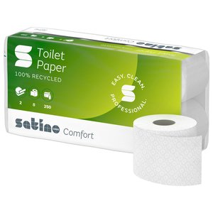 WEPA SATINO COMFORT Toalettpapír, fehér, 2 rtg. 8 tek 250 lap = 27,5 m / tekercs