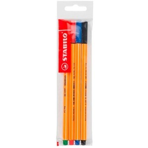 Tűfilc készlet 0,4mm 4 színben Stabilo Point 88