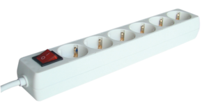 Elosztó 6-os 5m kapcs250V, 3680W, max.16A, 3x1,5mm2, H05VV-Ffehér, normál