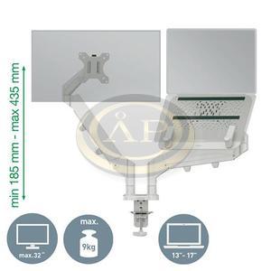 Leitz Ergo Dual helytakar&eacute;kos monitor- &eacute;s laptopkar, vil&aacute;gosz&uuml;rke