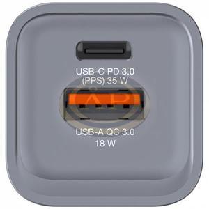 H&aacute;l&oacute;zati t&ouml;ltő, 1xUSB-C PD (35W), USB-A QC 3.0, EU/UK/US, GaN, VERBATIM