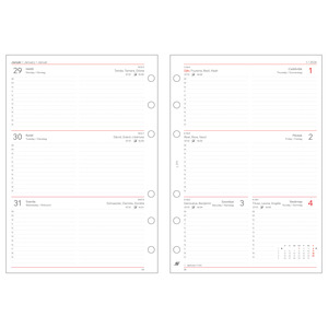 Saturnus betétlap naptárcsomag gyűrűs kalendáriumhoz L311/F heti, fehér,  2026.év
