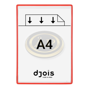 Bemutat&oacute;t&aacute;bla Djois A4 piros 5db/csom, r&ouml;videbbik oldal&aacute;n nyitott, forg&oacute;csap n&eacute;lk&uuml;l