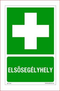 Elsősegélyhely PVC tábla 160x250mm MET010002PVC01600250