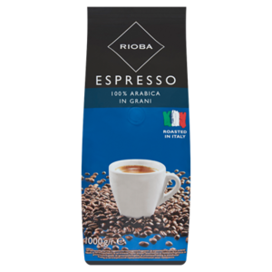 Kávé Rioba Espresso 100% Arabica pörlölt, szemes, 1kg, kék mintás csomagolás