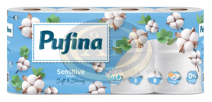 PUFINA Sensitive Aquabond toalettpap&iacute;r 8 tek 140 lap 3 r&eacute;tegű