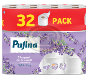 PUFINA Lavender Fields toalettpap&iacute;r 32 tek 140 lap 3 r&eacute;tegű, levendula illat&aacute;val