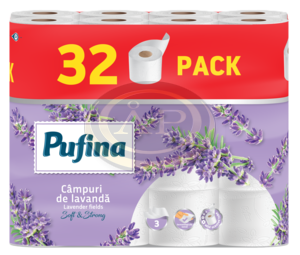 PUFINA Lavender Fields toalettpap&iacute;r 32 tek 140 lap 3 r&eacute;tegű, levendula illat&aacute;val