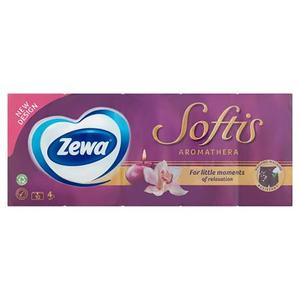 Papír zsebkendő, 4 rétegű, 10x9 db, ZEWA Softis, aromatherapia