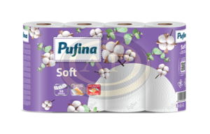 PUFINA Soft pap&iacute;rt&ouml;rlő 4 tekercs 50 lap 2 r&eacute;tegű (2*20gr)