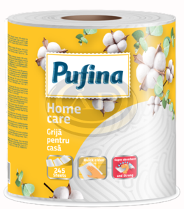 Pufina Home Care pap&iacute;rt&ouml;rlő 1 tekercs 245 lap 2 r&eacute;tegű