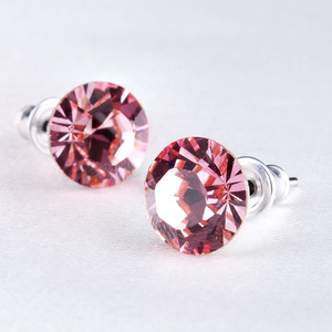 Swarovski kristályos fülbevaló rózsaszín kővel