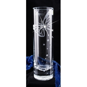 Lorentina Vase Swarovski kristállyal díszített váza, henger formájú, szálas, pillangó mintával 19,5cm