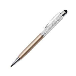 Golyóstoll 'MADE WITH SWAROVSKI ELEMENTS', arany, felül fehér kristályokkal töltve TOUCH 14cm