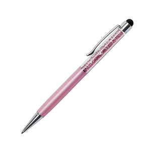 Golyóstoll 'MADE WITH SWAROVSKI ELEMENTS', rózsaszín, felül rózsaszín kristályokkal töltve, TOUCH 14cm