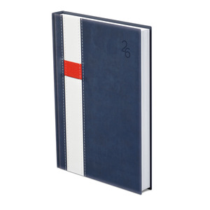 Agenda A5 napi Top Timer Vario kék-fehér borítóval, fehér lap 2026.év