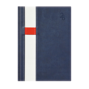 Agenda A5 napi Top Timer Vario kék-fehér borítóval, fehér lap 2026.év