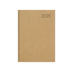 Agenda A5 heti Top Timer Traditional bézs borítóval, fehér lap,  2026.év