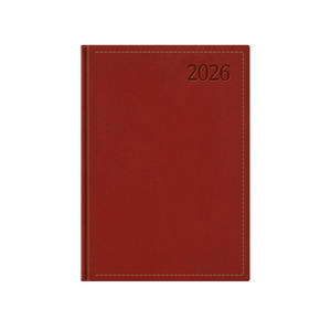 Agenda A5 heti Top Timer Traditional bordó borítóval, fehér lap,  2026.év